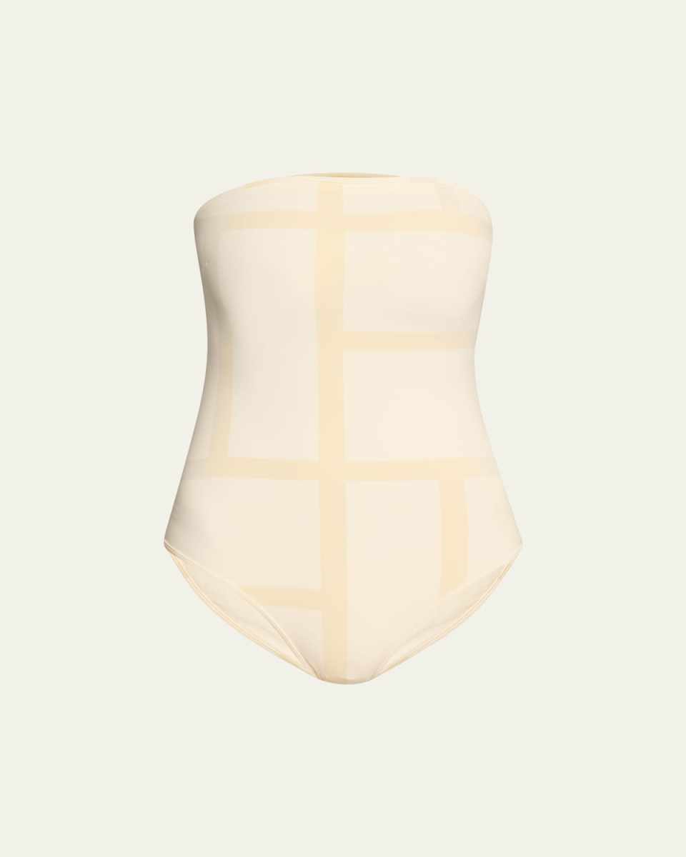 Monogram Strapless One-Piece Swimsuit